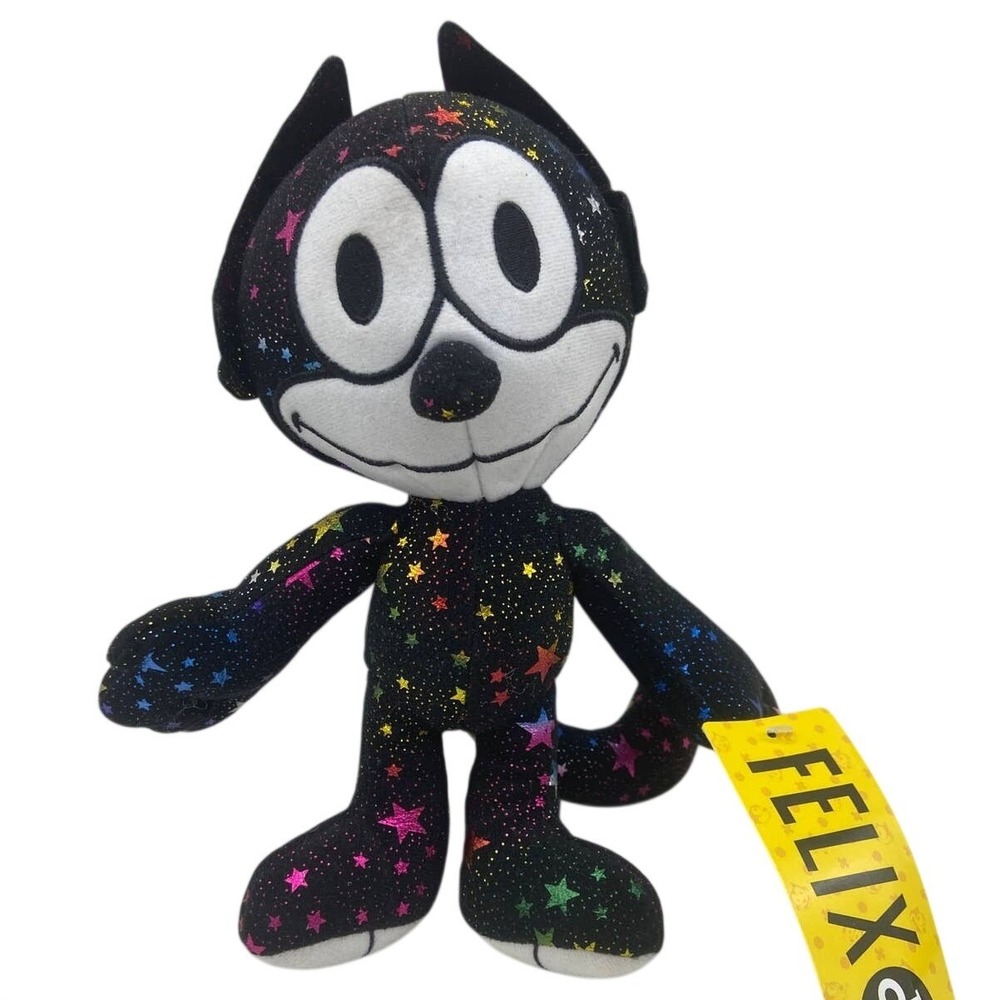 Felix the Cat Plush Star Print Glitter Rainbow DreamWorks Toy Black Cat 2020